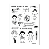 Self Care Sticker Sheet Variety Pack featuring feminist affirmation and self-love stickers for journals, laptops, and more.