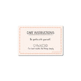 Matte vinyl sticker with a gentle self-care message and playful care symbols on a soft peach background.