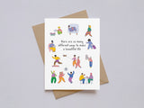Encouragement card with diverse illustrations showing many ways to create a full and joyful life on white background