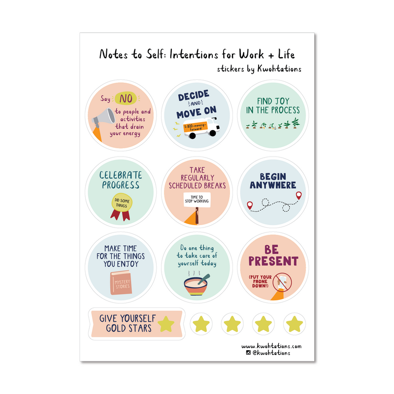 Intentions for Work + Life Sticker Sheet - Clear Journaling Stickers ...