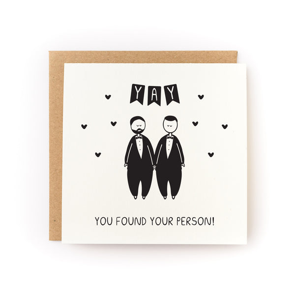 Yay You Found Your Person (Groom/Groom) Wedding Letterpress Card