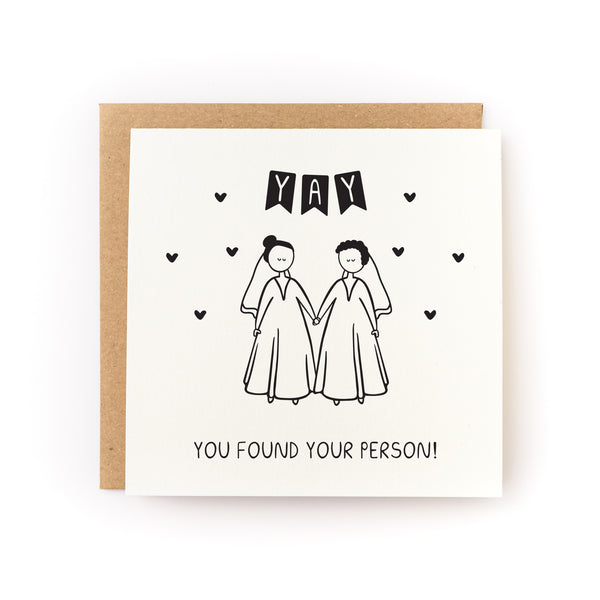 Yay You Found Your Person (Bride/Bride) Wedding Letterpress Card
