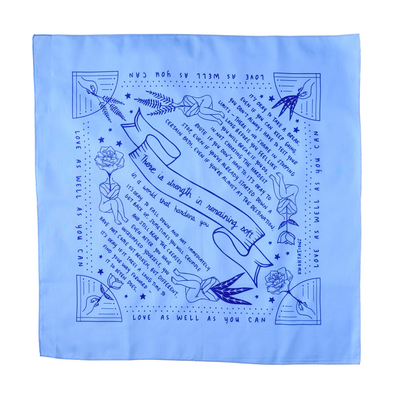 Flat Lay of Love as Well as You Can screen printed bandana