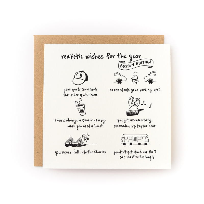 Realistic Wishes for the Year (Boston Edition) Letterpress Card
