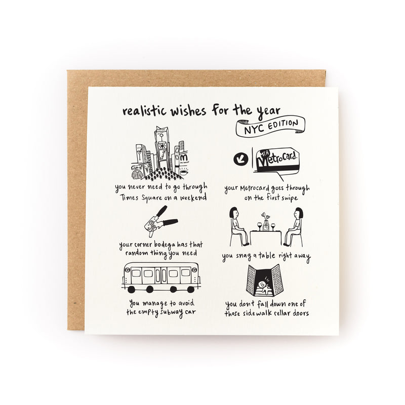 Realistic Wishes for the Year (NYC Edition) Letterpress Card